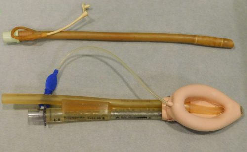 MODIFIED LATEX-COVERED ARMORED ENDOTRACHEAL TUBE (mid-20th century) & PROSEAL® LARYNGEAL MASK AIRWAY (circa 2000s)